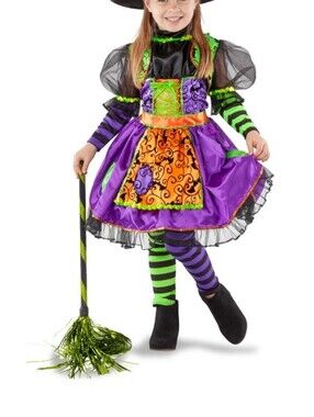 Disney Purple, Green & Orange Girls Witch Halloween Costume Dress